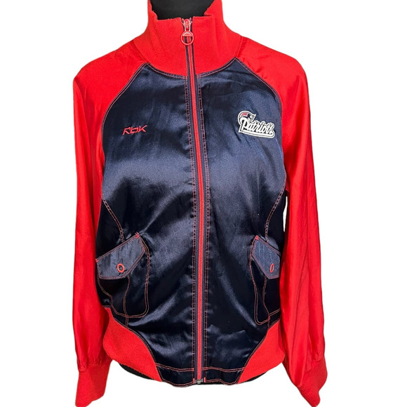 Reebok NFL Women's New England Patriot Satin Bomber Jacket, Size L - Picture 1 of 14